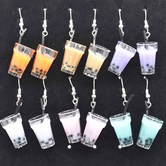 Cute Milk Tea Cup Drop Earrings