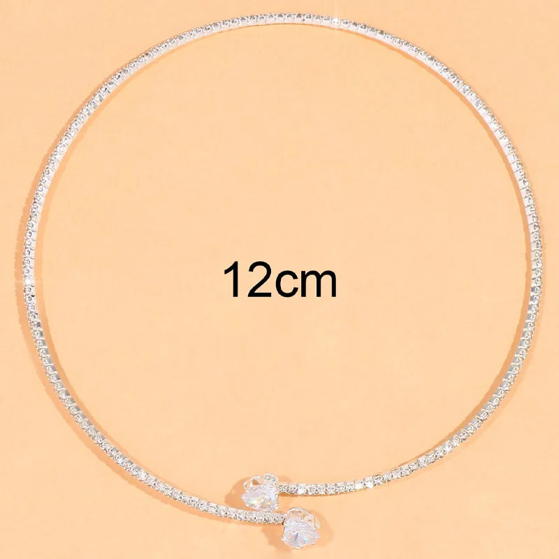 Fashion Rhinestone Heart Collar Necklace For Women's