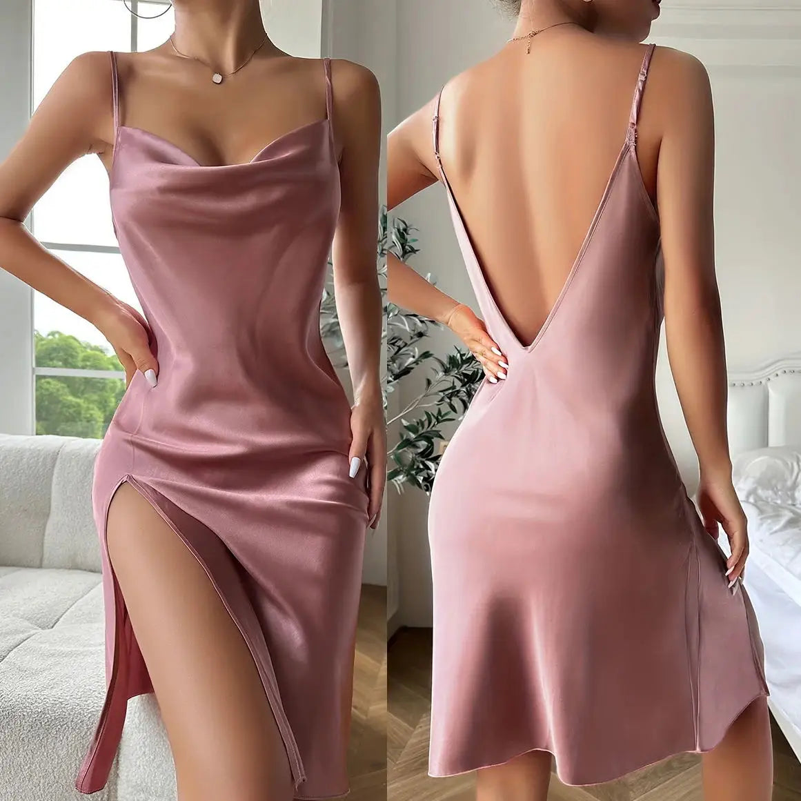 Robe de chambre sexy dos nu pour femme