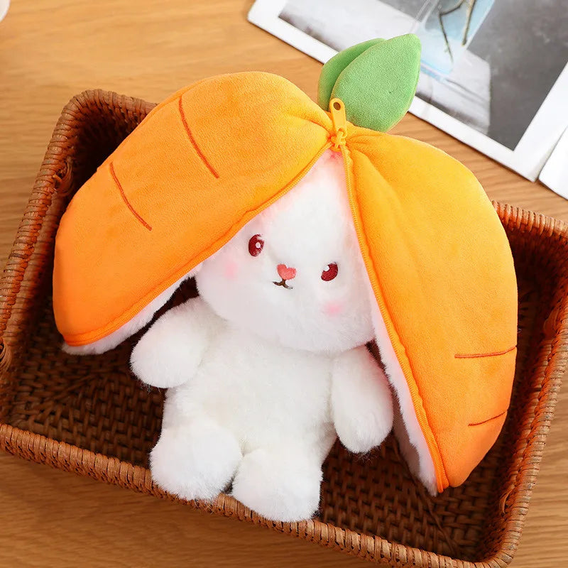 Lovely Carrot And Strawberry Plush With Rabbit Sleeping Pillow