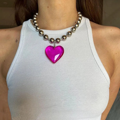 Lindo collar de moda con forma de corazón para mujer