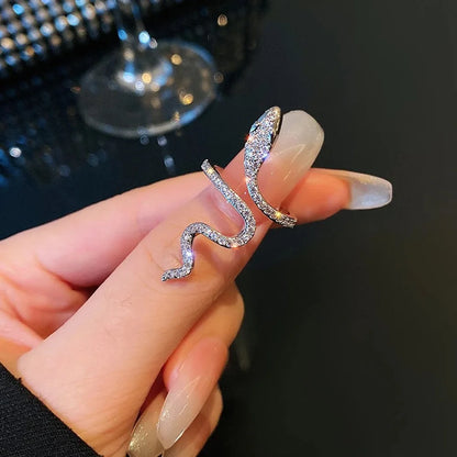 Bague serpent avec strass à la mode pour femmes