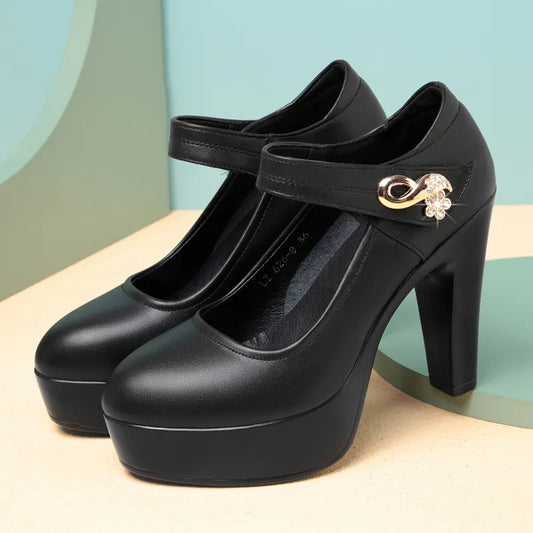 Buckle Block Heels For Women's