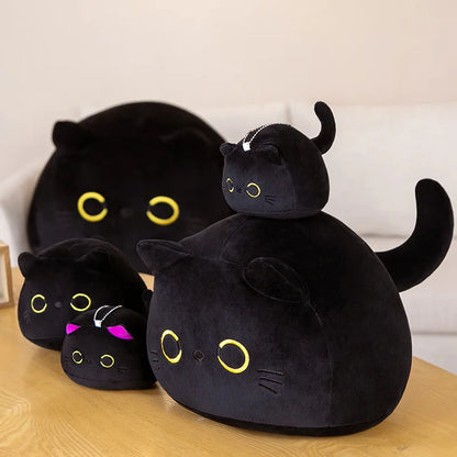 Lindo gato negro almohada de felpa