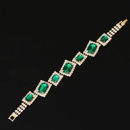 Pulsera de moda verde y dorada para mujer