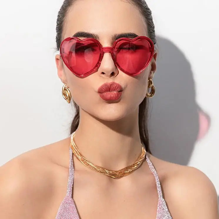 Lunettes de soleil tendance sans monture en forme de cœur pour femmes