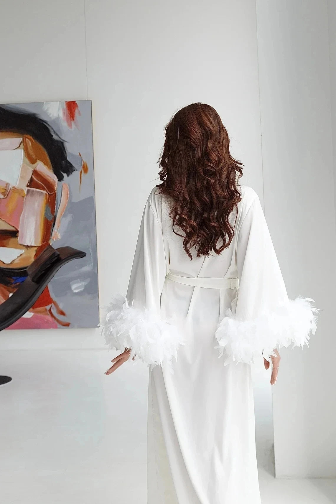 Robe de chambre blanche à la mode pour femmes