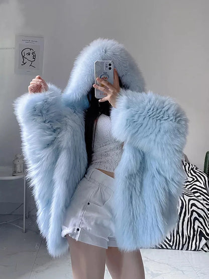 Simulation Fox Fur Fur Coat For Women