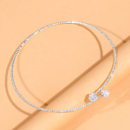 Fashion Rhinestone Heart Collar Necklace For Women's