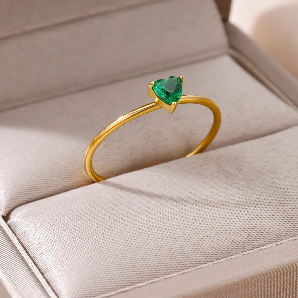 Anillo de piedra verde para mujer