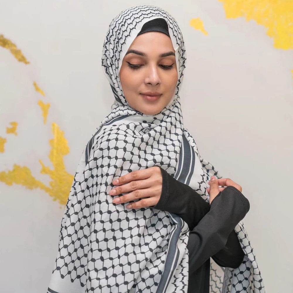 Gran oferta 2024 Keffiyeh estampado musulmán señoras Hijab Keffiyeh Palestina bufanda de alta calidad Hijab chal musulmán para mujeres 185*70cm