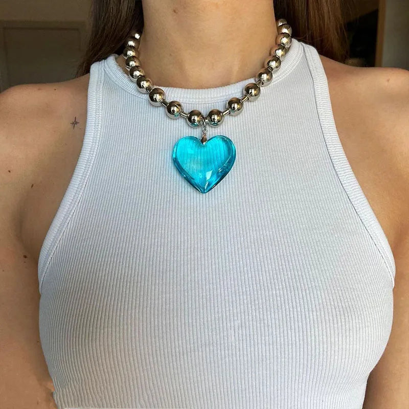 Lindo collar de moda con forma de corazón para mujer