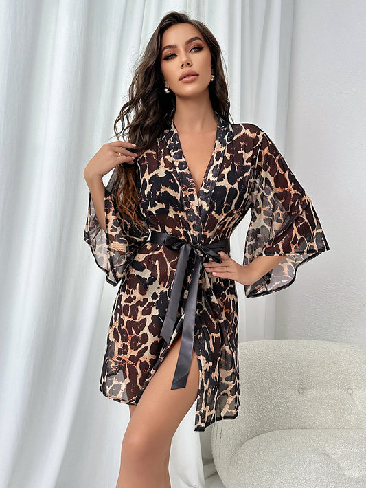 Robe de chambre léopard sexy pour femme