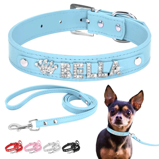 Personalized Rhinestone Dog Collar & Leash Set