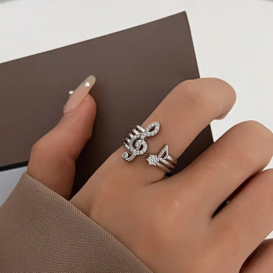 Anillo de nota musical de moda para mujer