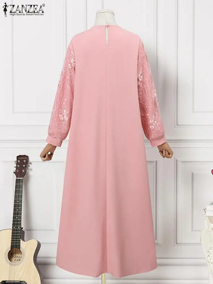 Vestido elegante de Ramadán de manga larga para mujer