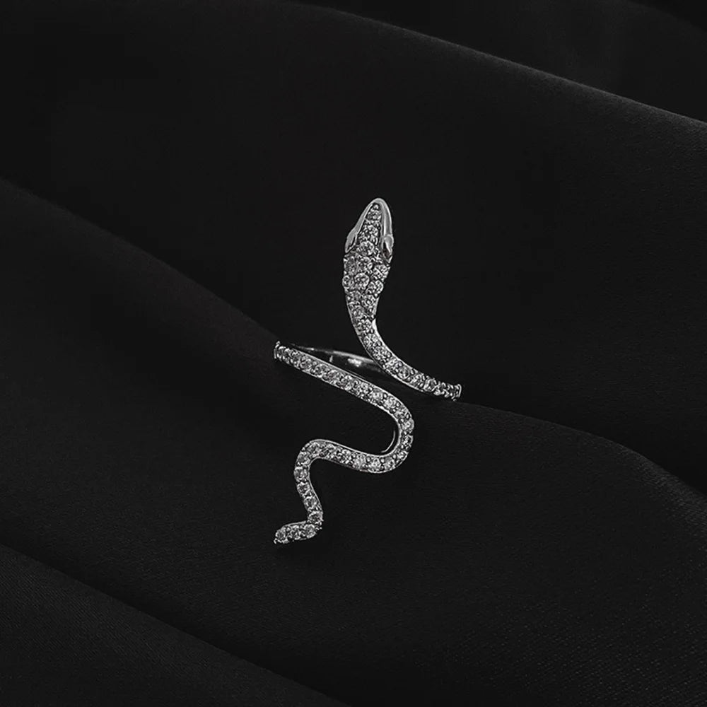 Bague serpent avec strass à la mode pour femmes