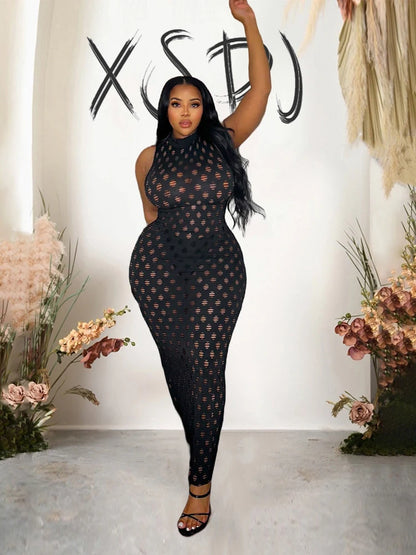 Robe longue noire pour femmes de grande taille