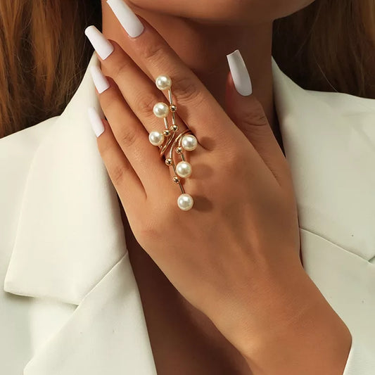 Bague de perles double couche élégante à la mode pour femmes