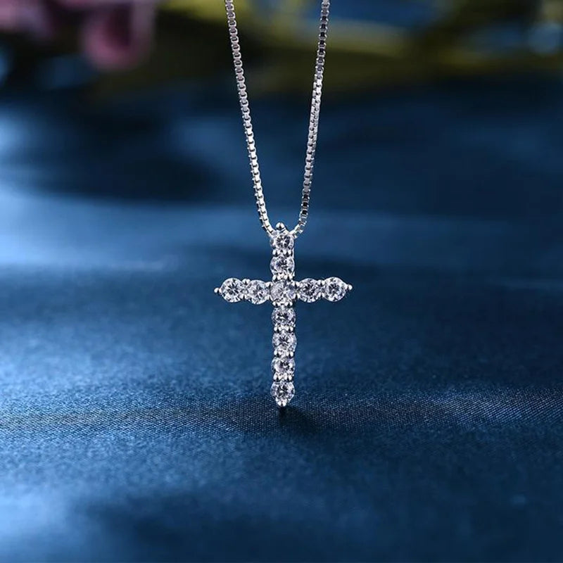 Cross Crystal Necklace For Women's
