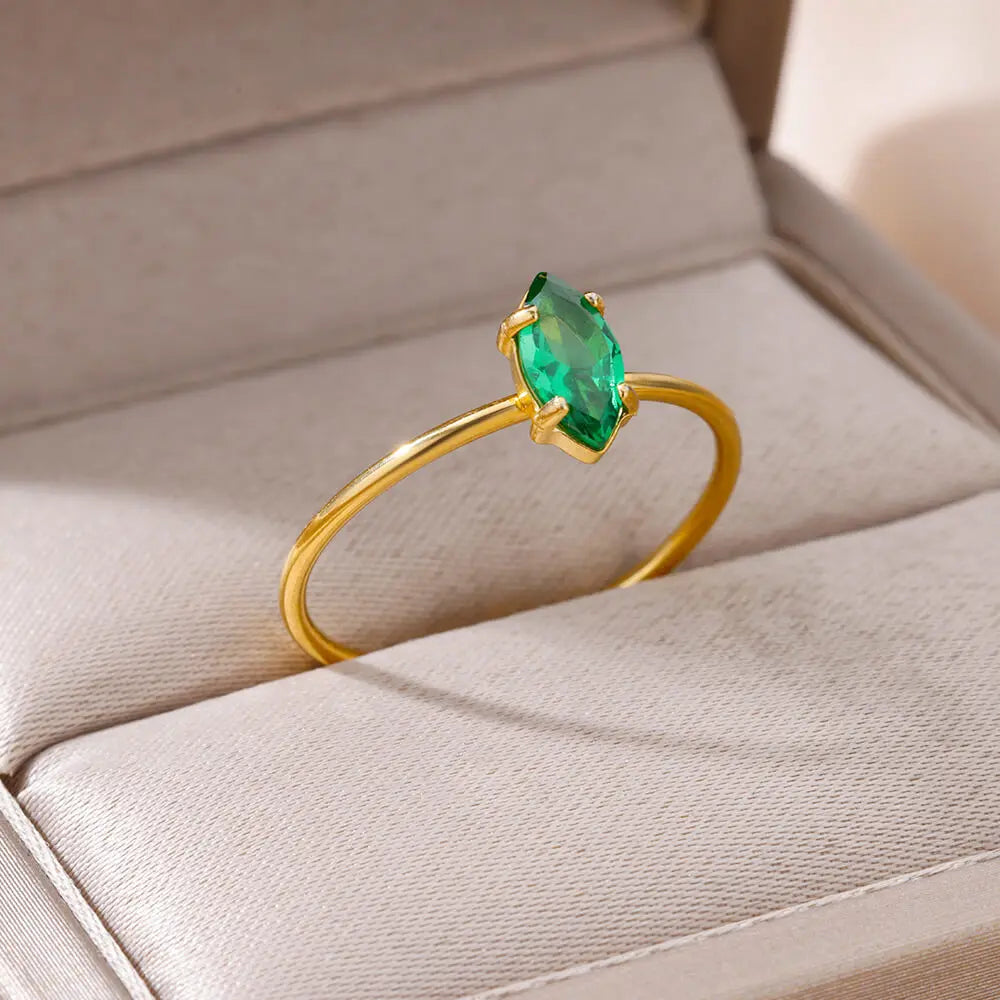Green Stone Ring For Women's