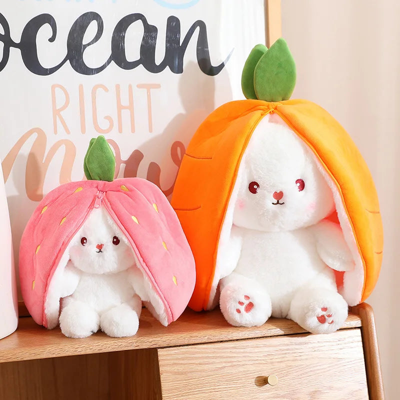 Lovely Carrot And Strawberry Plush With Rabbit Sleeping Pillow