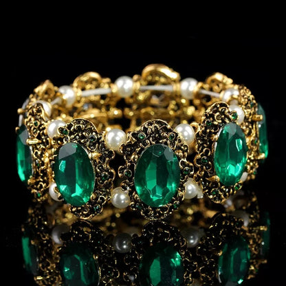Bracelet en or avec grosse pierre et cristal pour femme