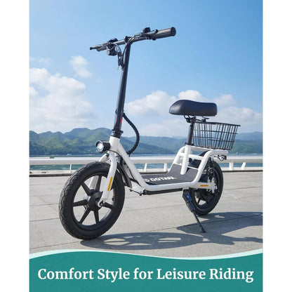 Electric Scooter with Seat for Adult, 18.6Miles Range & 15.5Mph Power by 400W Motor, 14" Pneumatic Tire&Height Adjustable Seat