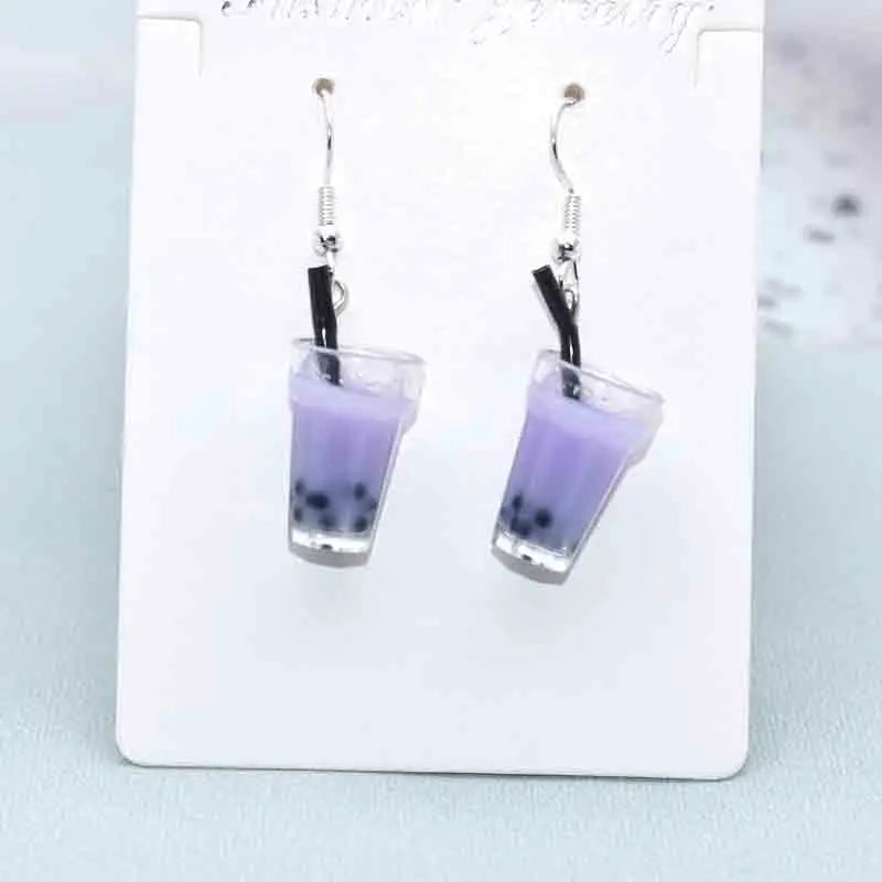 Cute Milk Tea Cup Drop Earrings