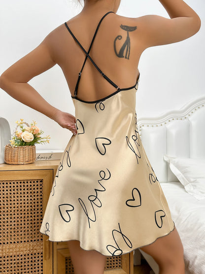Robe de chambre à imprimé cœur pour femme