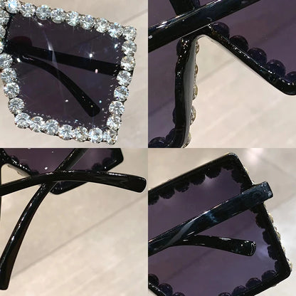 Gafas de sol cuadradas con diamantes de moda para mujer