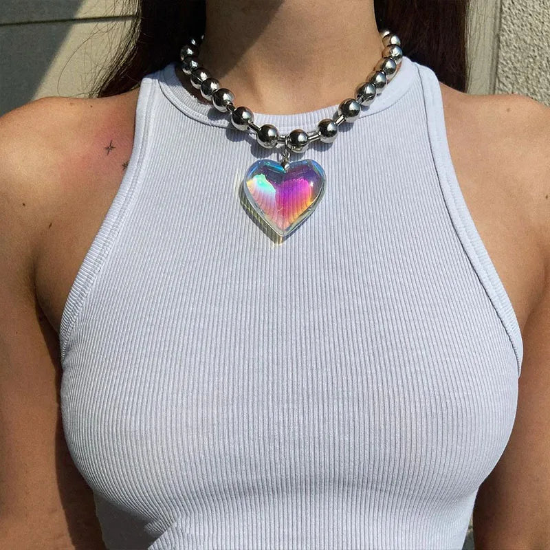 Lindo collar de moda con forma de corazón para mujer