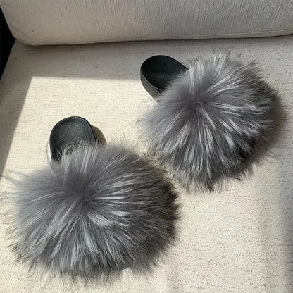 Hot Custom Faux Fur Fluffy Sandals For Women's