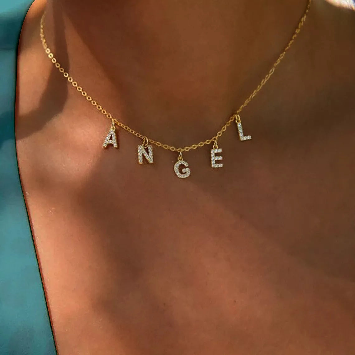 Collier de nom de lettre personnalisé de mode pour les femmes