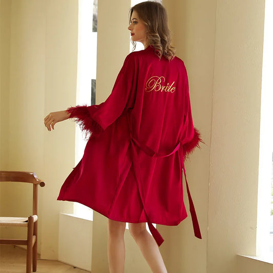 Robe de chambre en satin pour femme