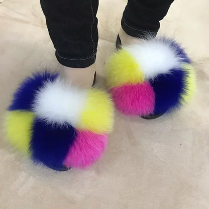 Hot Custom Faux Fur Fluffy Sandals For Women's