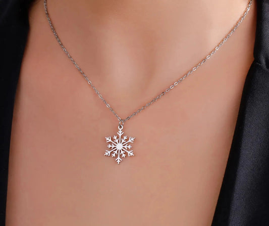 Snowflake & Santa Pendant Necklace For Women's