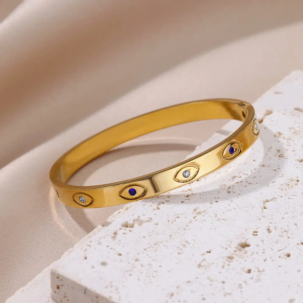 Gold Plated Evil Eye Bracelet For Women's
