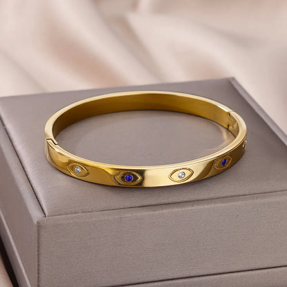 Gold Plated Evil Eye Bracelet For Women's