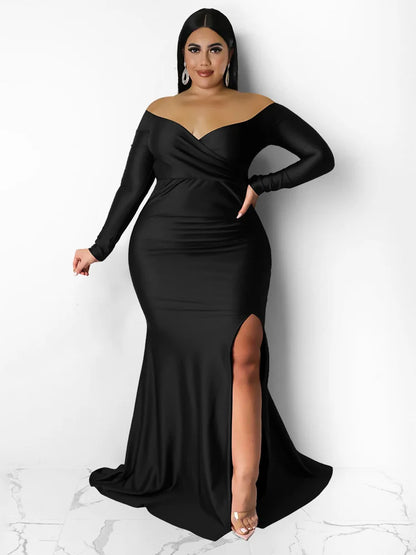 Robe grande taille à col en V pour femme