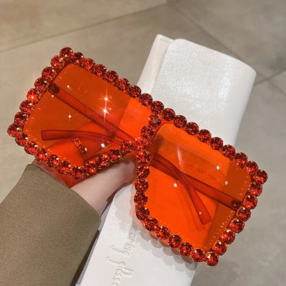 Gafas de sol cuadradas con diamantes de moda para mujer