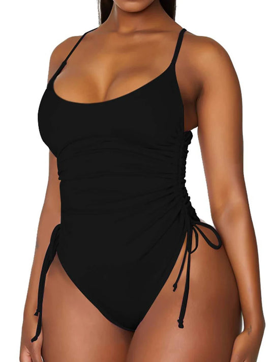 Maillot de bain une pièce avec cordon de serrage, couleur unie, pour les baigneurs, rembourré, vêtements de plage, XXL, 2023