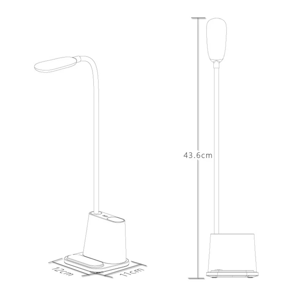 USB Rechargeable LED Desk Lamp: Touch Dimming, Phone Holder, Fan, Brush Pot
