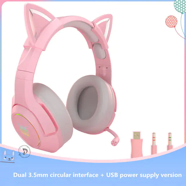 Cute Cat Ear Headphone with Mic