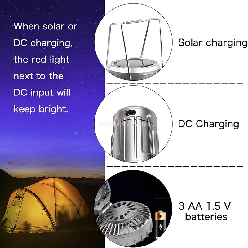 6 in 1 Portable Camping Solar Lantern With Fan