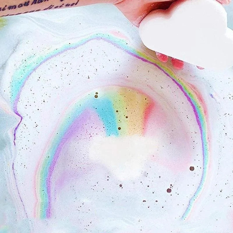 Rainbow Cloud Salt Bubble Bath Bombs Multicolor For Baby