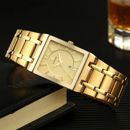 Gold Square Men's Quartz Watch