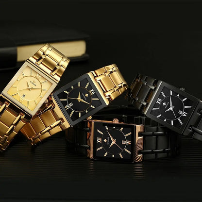 Gold Square Men's Quartz Watch