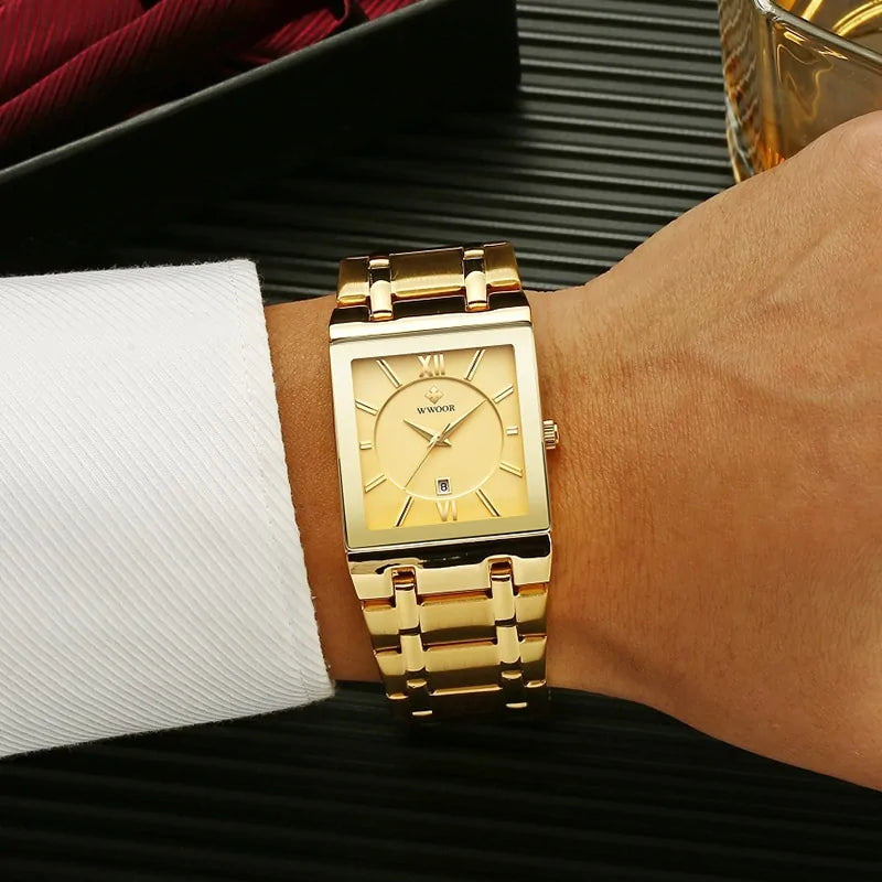 Gold Square Men's Quartz Watch