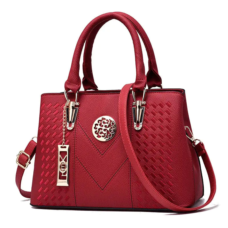 High-Quality Embroidered Leather Women's Messenger Handbag